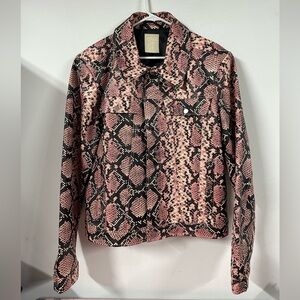 CamperLab Snakeskin Embossed Leather Jacket Pink Black Size Medium